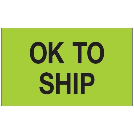 Bsc Preferred 3 x 5'' - ''OK To Ship'' Fluorescent Green Labels BUY00023942